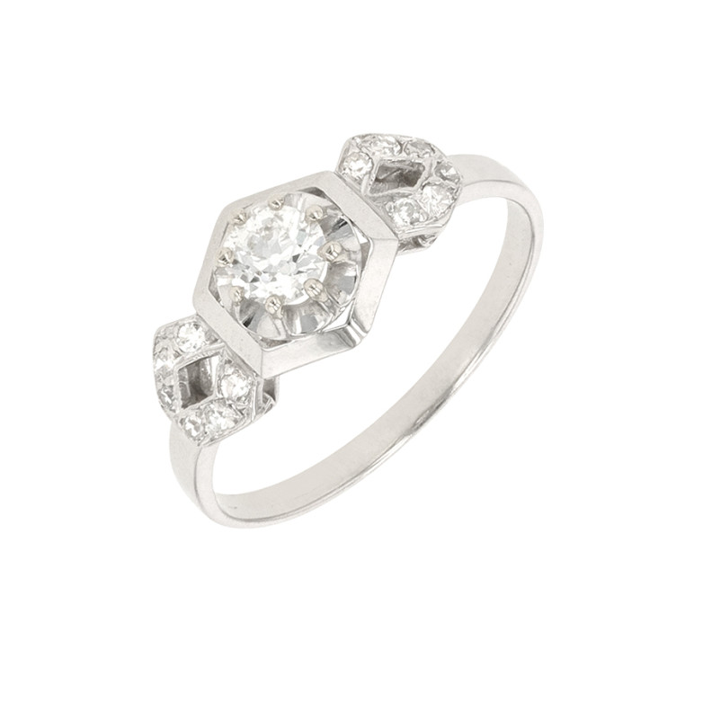 Bague vintage diamants 0.42 carat platine 3.78g Comme neuf -  reconditionné disponible sur Gemme Les Bijoux